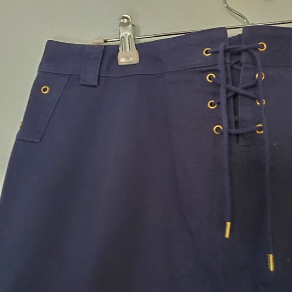 Lauren Ralph Lauren Women's Size 12 Navy Skirt Barbados French Nautical Pockets - Picture 7 of 10